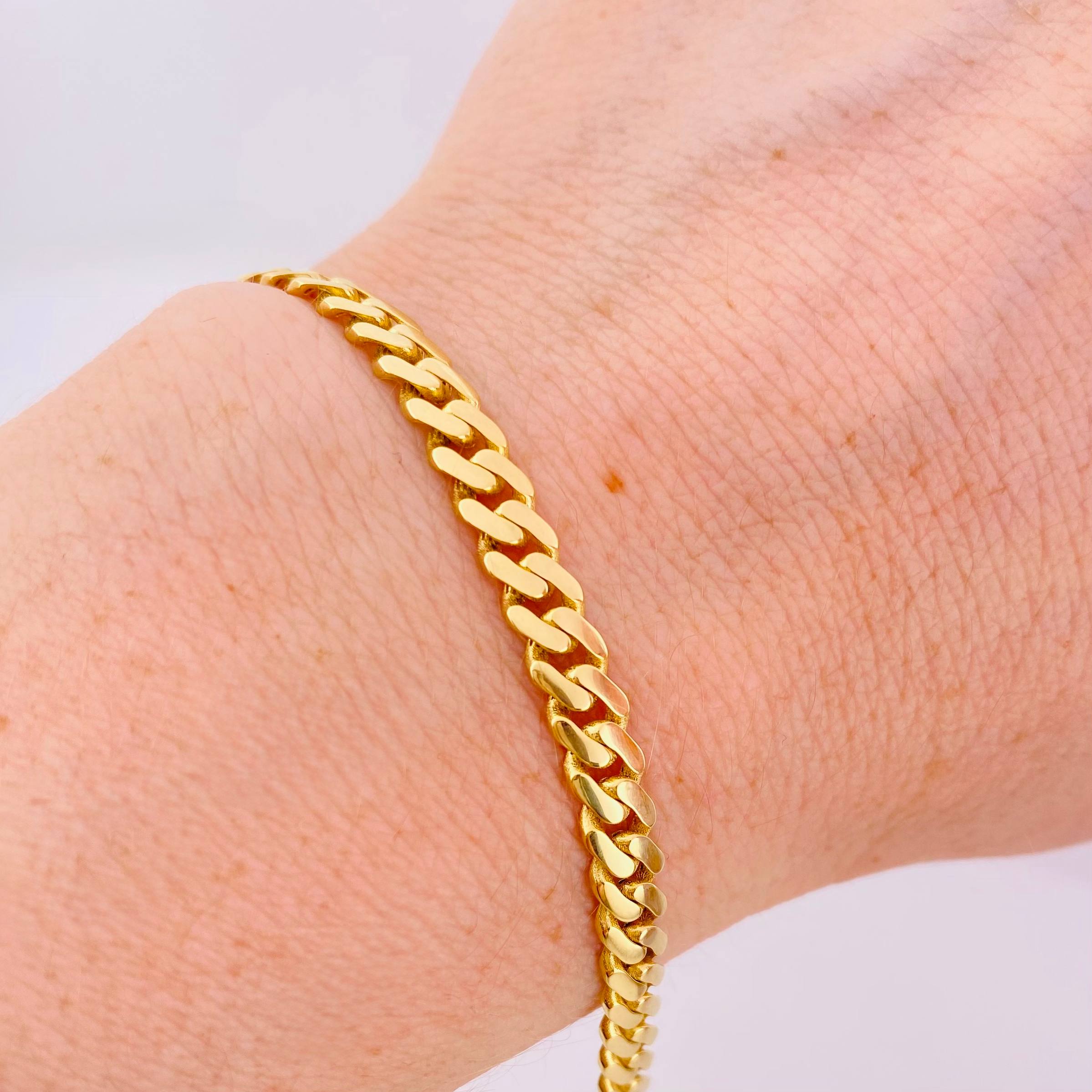 Pulso Cubano Monaco 6.55gr / 18.5cm / 5mm Oro Amarillo +4 18K ©