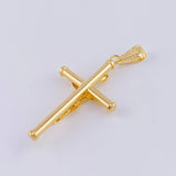 Dije Cruz Cristo Baston Liso 0.95gr / 3.5cm / Oro Amarillo 18K