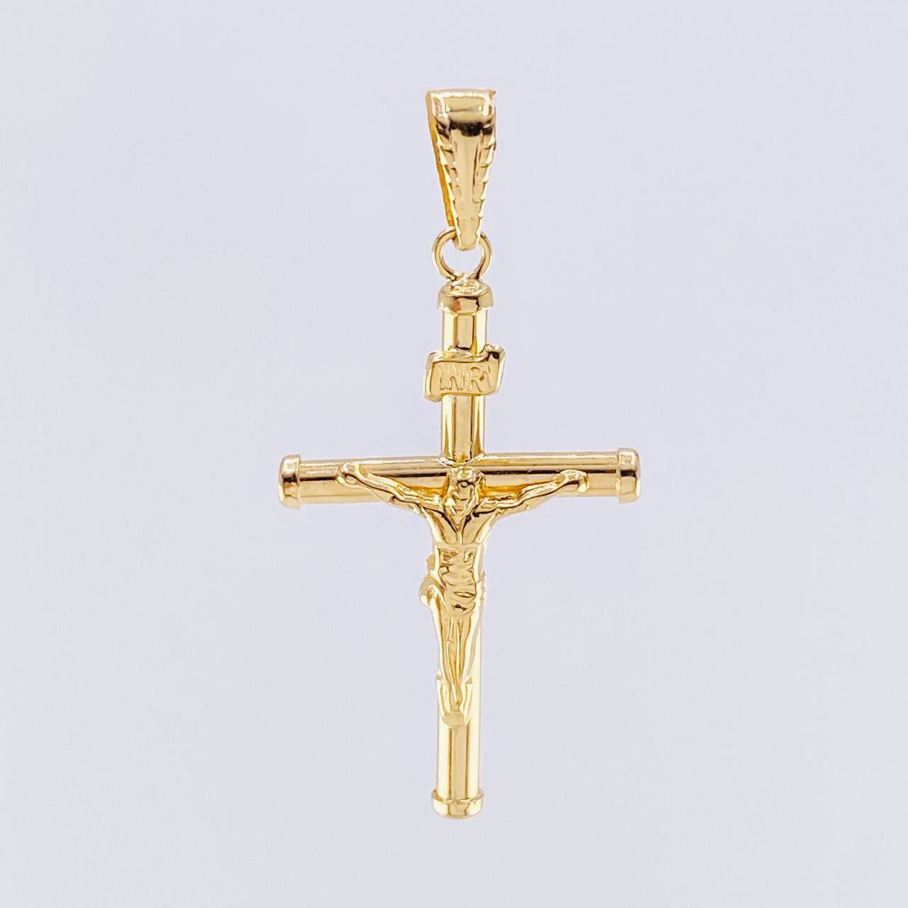 Dije Cruz Cristo Baston Liso 0.95gr / 3.5cm / Oro Amarillo 18K