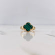 Anillo Trebol 2.7gr / T6 / Malaquita Verde Liso Oro Amarillo 18K &