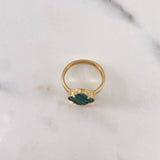 Anillo Trebol 2.7gr / T6 / Malaquita Verde Liso Oro Amarillo 18K &
