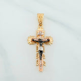 Dije Cruz Cristo Milagroso De Buga 4.2 g / 4 cm Tres Oros 18K