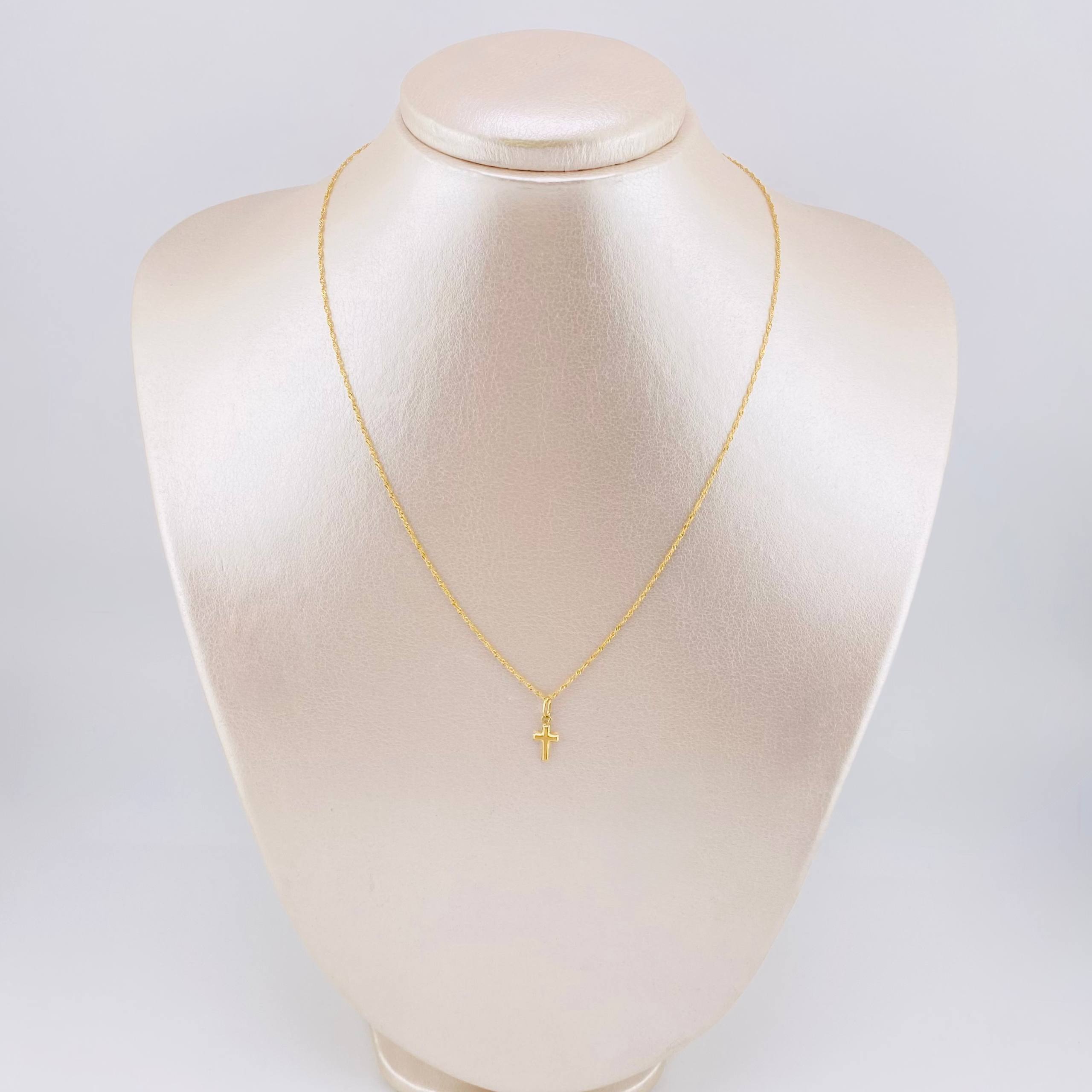 Set Cadena y Dije Singapur + Cruz 1.15gr / 40cm / 1mm Oro Amarillo 18K (Oferta)