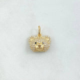 Dije Rostro Oso 2.45gr / 1.8cm / Circones Blancos Negro Oro Amarillo 18K
