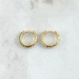 Candongas Doble Carril 2.2gr / 1.2cm / Circones Blancos Verdes Oro Amarillo 18K ©