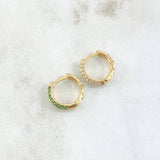 Candongas Doble Carril 2.2gr / 1.2cm / Circones Blancos Verdes Oro Amarillo 18K ©