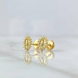 Topos Virgen Milagrosa 1.1gr / 8mm Circones Blancos Oro Amarillo 18K ©