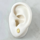 Topos Virgen Milagrosa 1.1gr / 8mm Circones Blancos Oro Amarillo 18K ©
