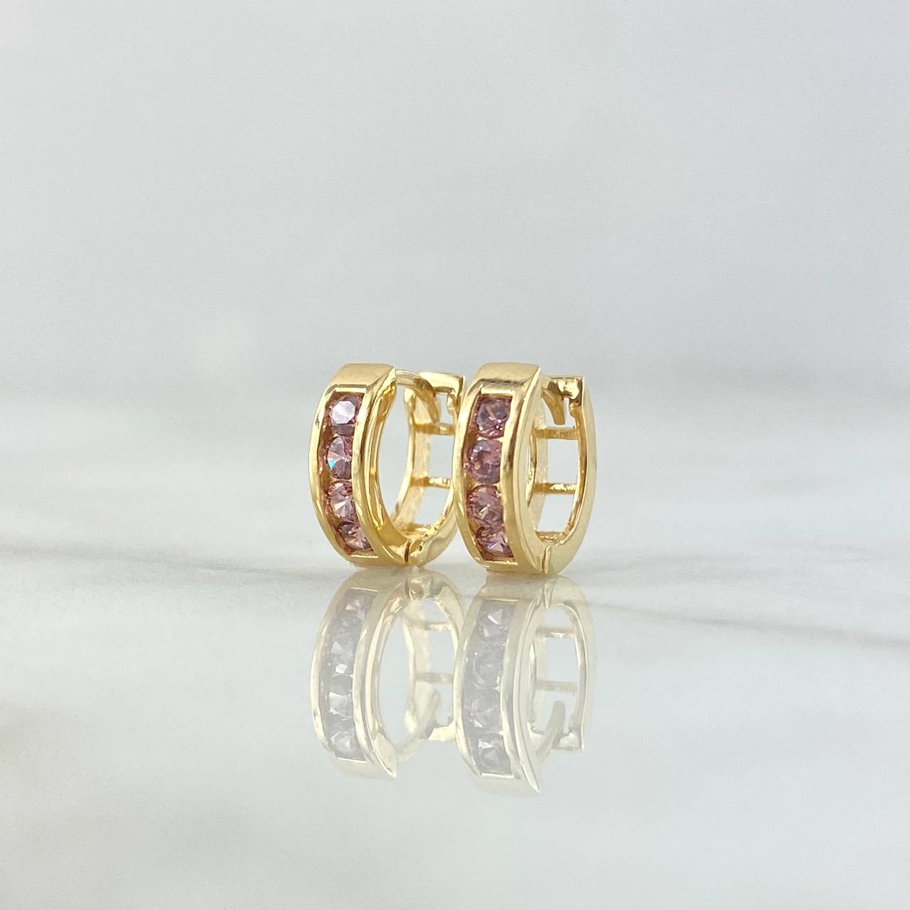 Candongas Carril 1.85gr / 1cm / Circones Lilas Oro Amarillo 18K *