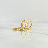 Candongas Cruz Tupida Colgante 2.7gr / 2.2cm / Circones Verdes Oro Amarillo 18K *