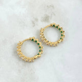 Candongas Carril Doble Interno Tupido 7.1gr / 2.1cm / Circones Blancos Verdes Oro Amarillo 18K *