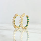 Candongas Carril Doble Interno Tupido 7.1gr / 2.1cm / Circones Blancos Verdes Oro Amarillo 18K *