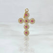 Dije Cruz Tupida 1.9gr / 2.9cm / Circones Blancos Fucsias Oro Amarillo 18K