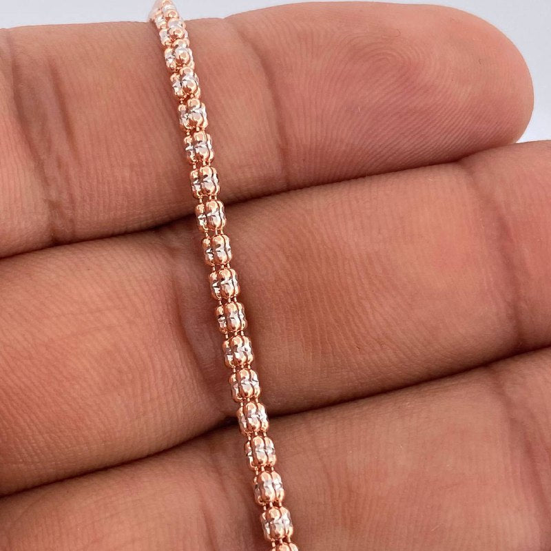 Pulso Ice 4.1gr / 18cm / Dos Oros Blanco Rosa +4 14K Italy &