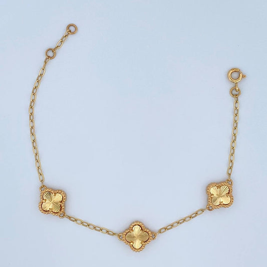 Pulso Aro Seguido Trebol 4.75gr / 16.8cm-18cm / Oro Amarillo Nac.Esp. 18K &