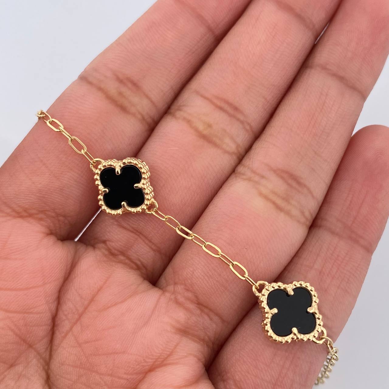 Pulso Aro Seguido Trebol 4.25gr / 17cm-18.8cm / Oro Amarillo Nac.Esp. 18K &