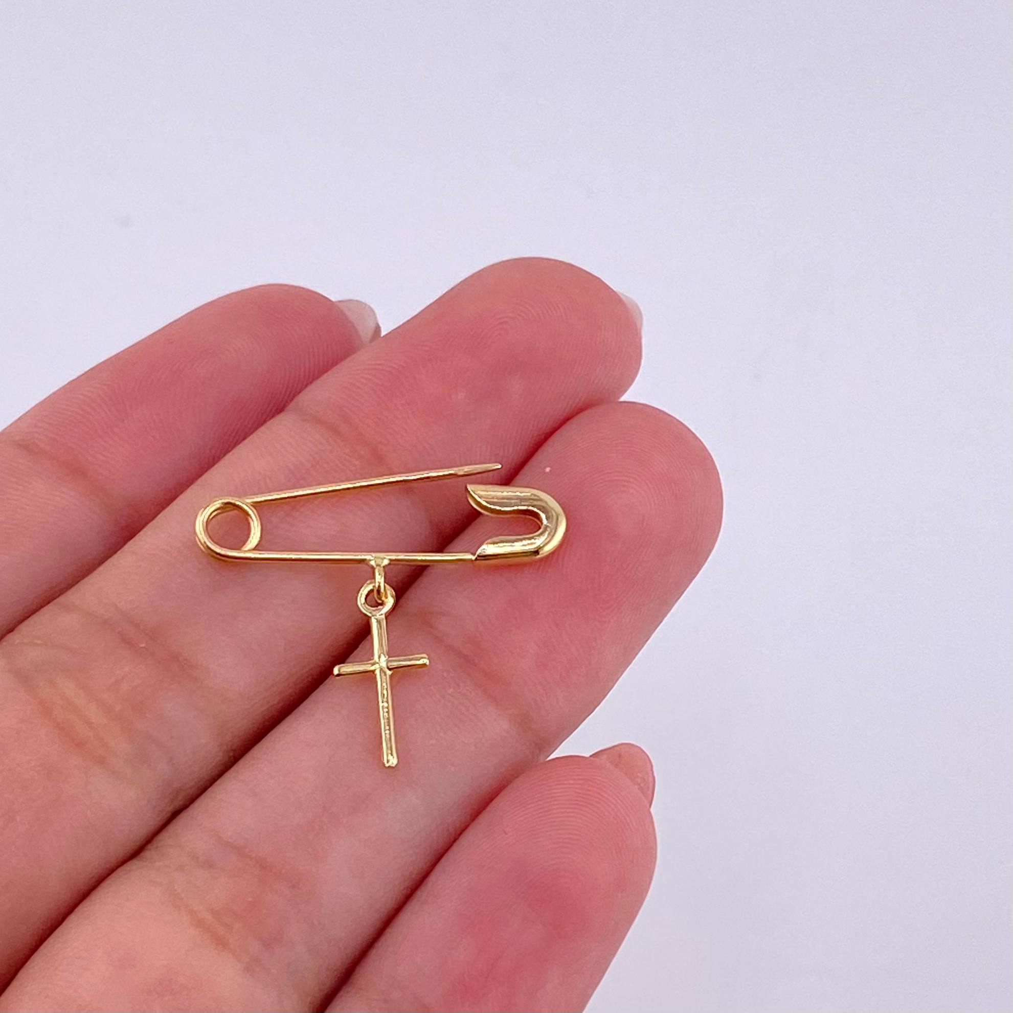 Herraje Gancho Nodriza Cruz 0.8g / 2.4cm Oro Amarillo 18K