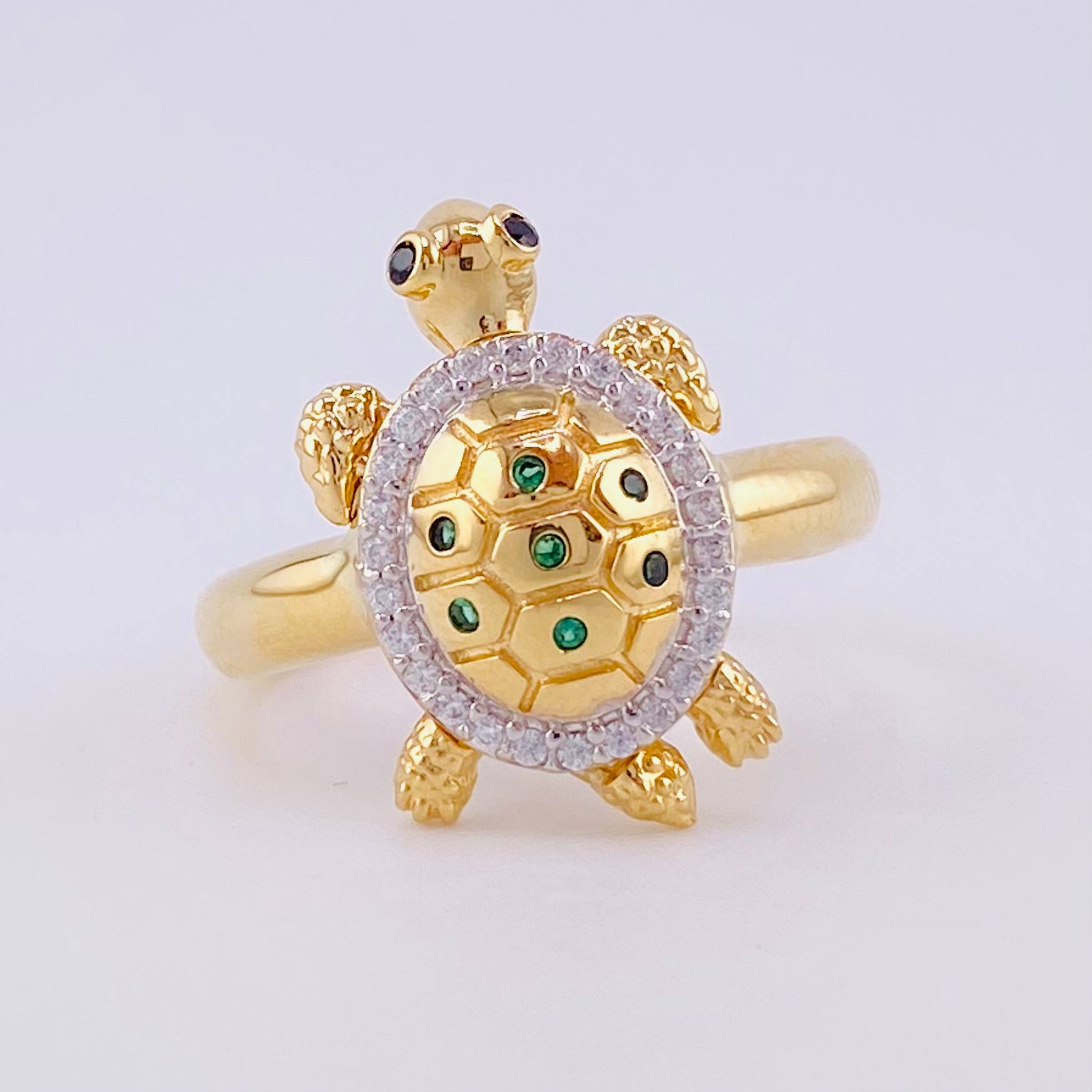Anillo Tortuga 3.9g / T7 Dos Oros Amarillo Blanco 18K
