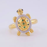 Anillo Tortuga 3.9g / T7 Dos Oros Amarillo Blanco 18K