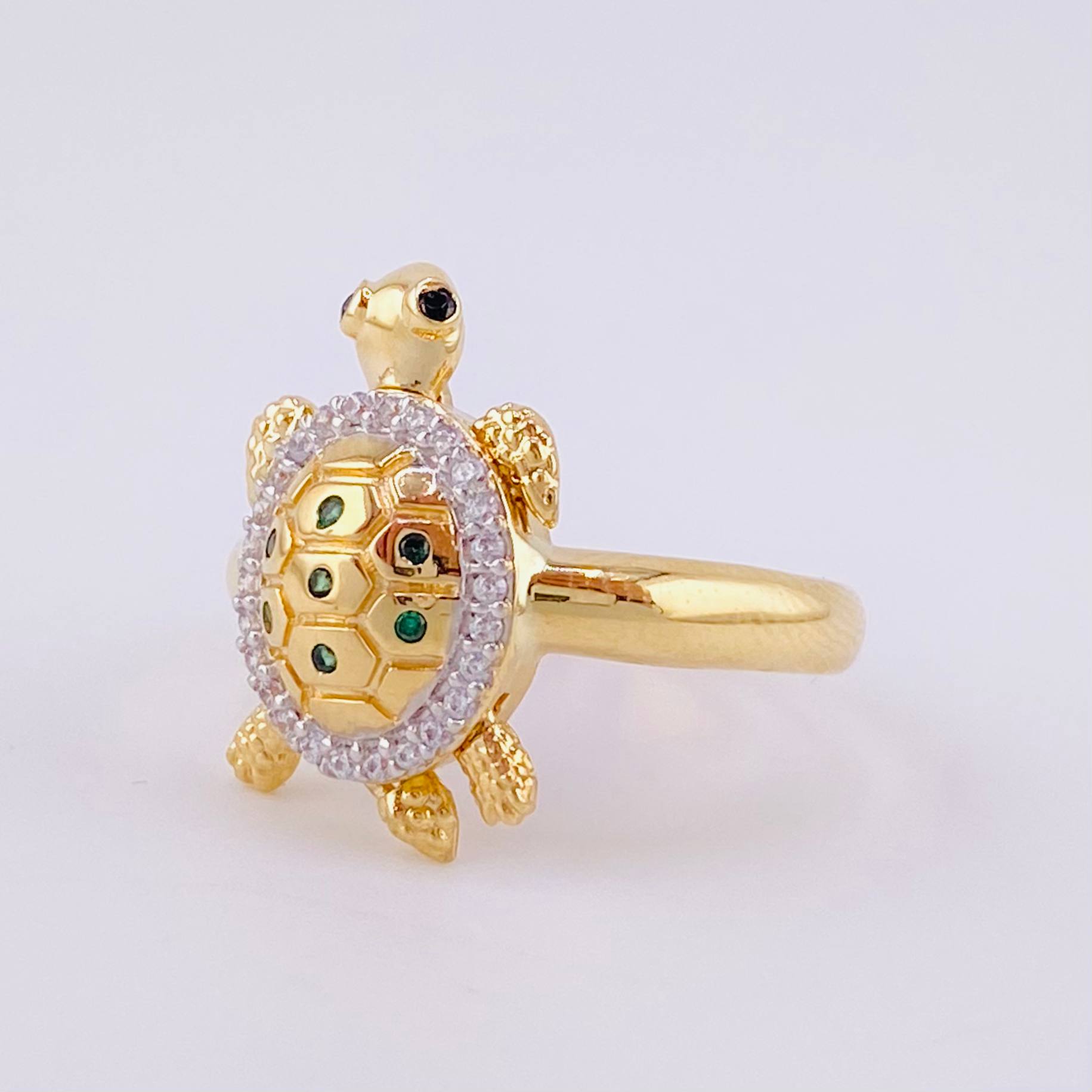 Anillo Tortuga 3.9g / T7 Dos Oros Amarillo Blanco 18K