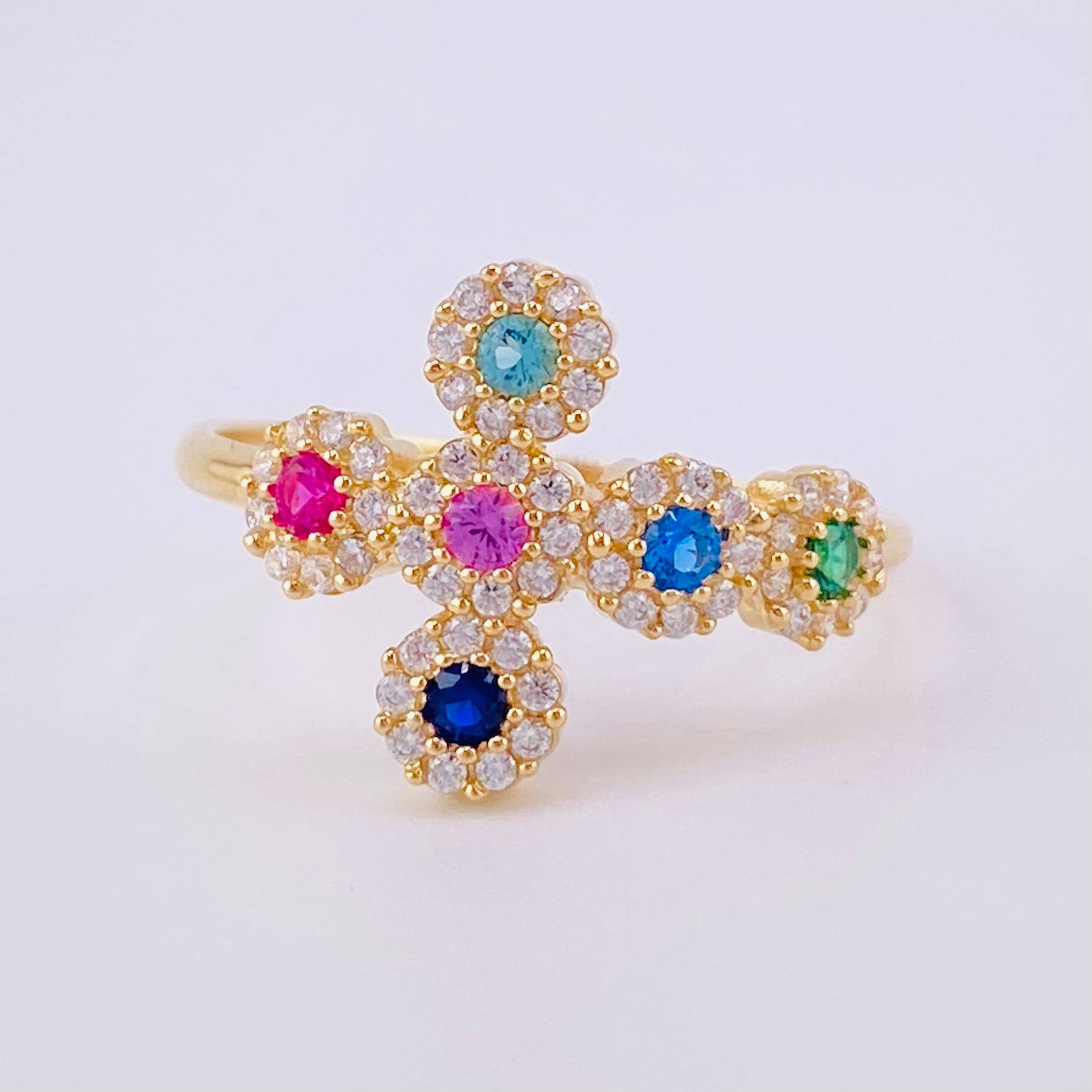 Anillo Cruz Tupida 2.2g / T7 3/4 Oro Amarillo 18K