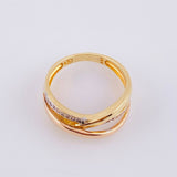 Anillo Triple Enlace 4.35g / T7 1/2 Tres Oros 18K