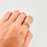 Anillo Triple Enlace 4.35g / T7 1/2 Tres Oros 18K