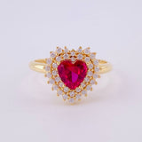 Anillo Solitario Corazón Tupido 3.25g / T6 3/4 Oro Amarillo 18K