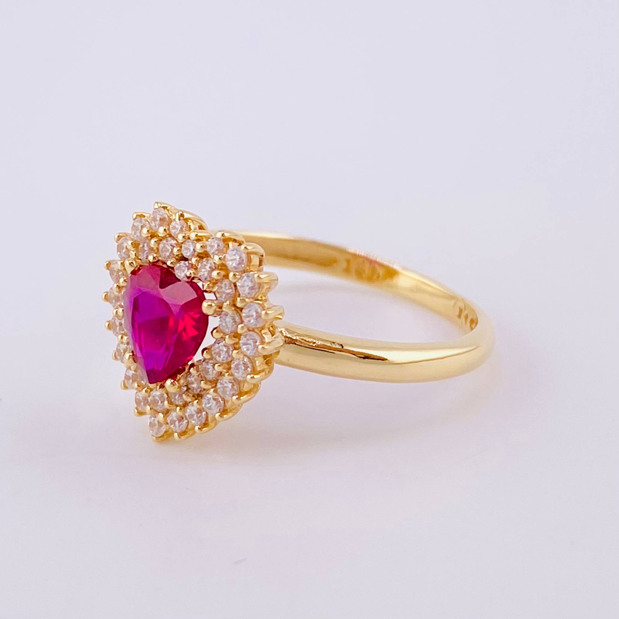 Anillo Solitario Corazón Tupido 3.25g / T6 3/4 Oro Amarillo 18K