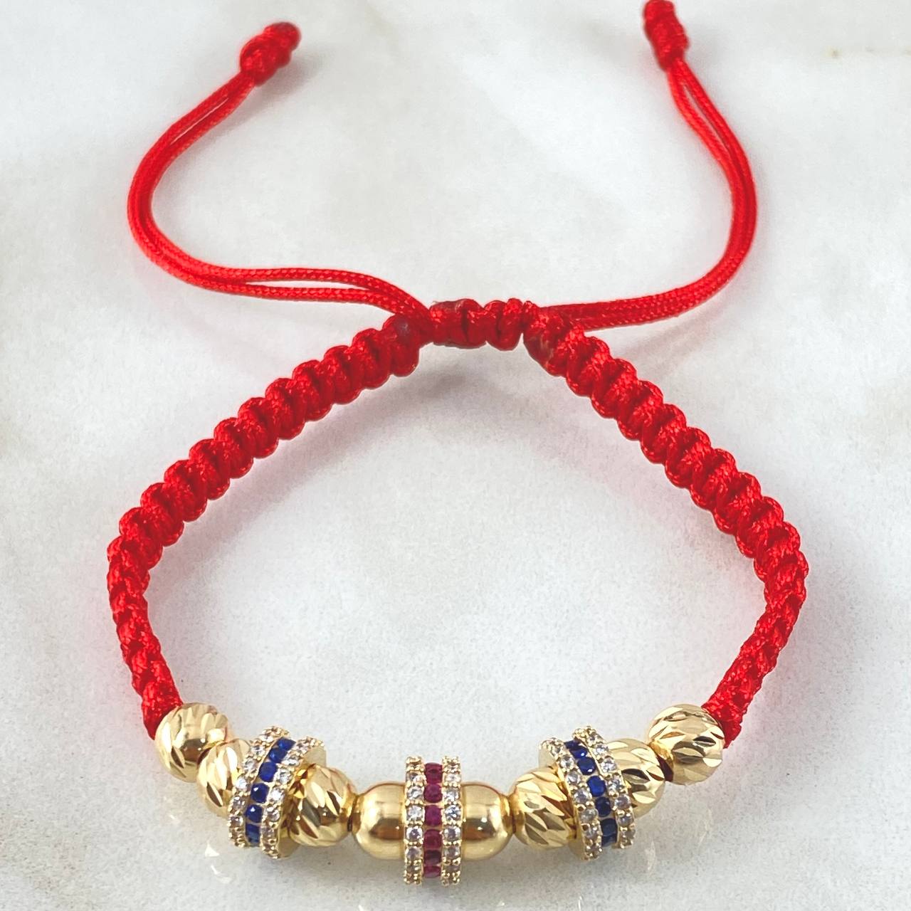 Pulsera Roja Herrajes Aros 3.85gr / Oro Amarillo 18K *
