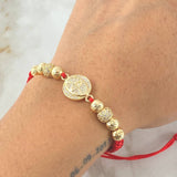 Pulsera Roja Herraje Marca Automovil 5.4gr / Oro Amarillo 18K *