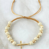 Pulsera Dorada Herraje Cruz 1.8gr / Oro Amarillo 18K *