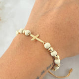 Pulsera Dorada Herraje Cruz 1.8gr / Oro Amarillo 18K *