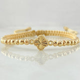 Pulsera Beige Herraje Trebol 1.95gr / Oro Amarillo 18K *