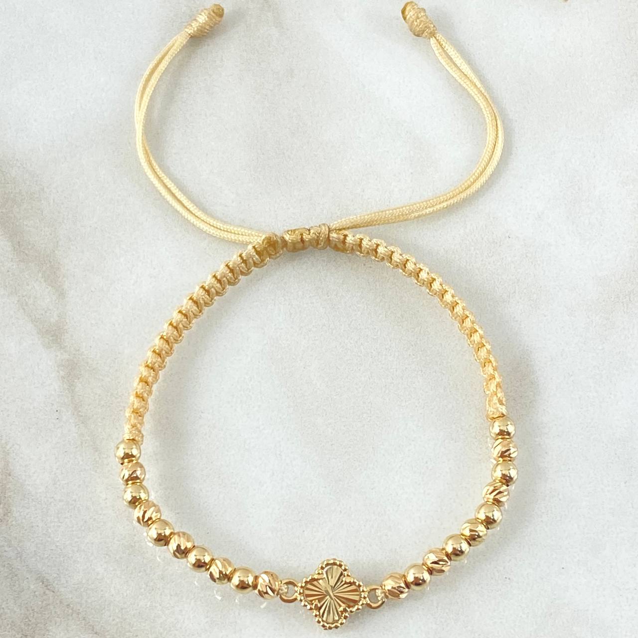 Pulsera Beige Herraje Trebol 1.95gr / Oro Amarillo 18K *