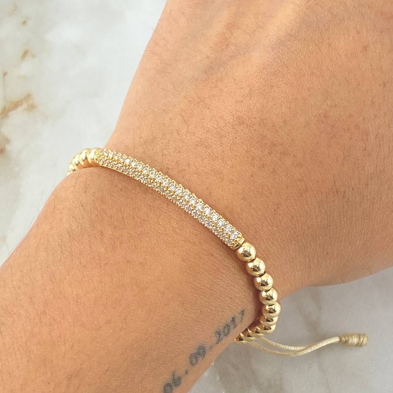 Pulsera Beige Herraje Tubo 5.35gr / Oro Amarillo 18K *