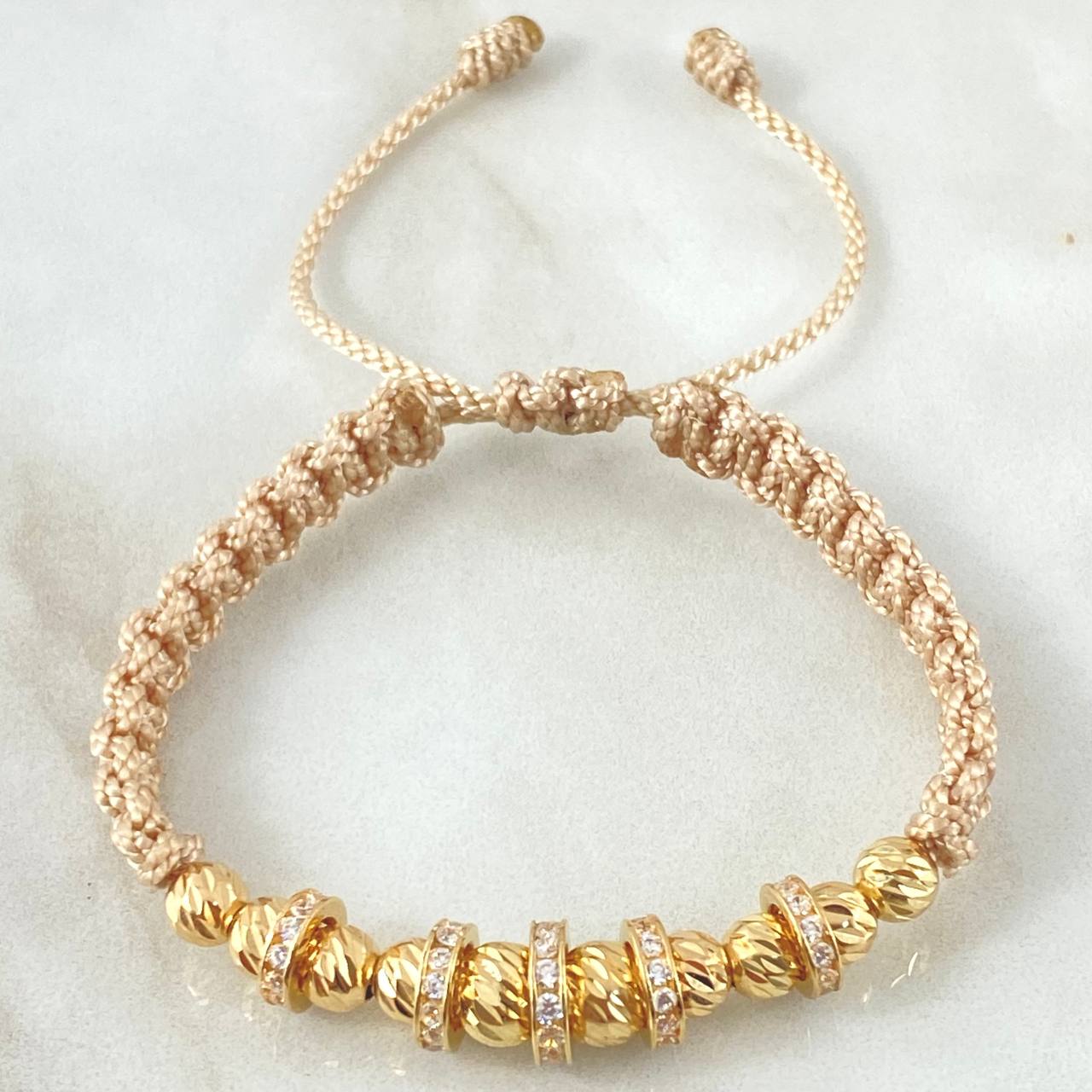 Pulsera Beige Herrajes Aros 4.3gr / Oro Amarillo 18K *
