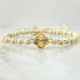 Pulsera Beige Herraje Trebol 2.15gr / Oro Amarillo 18K *