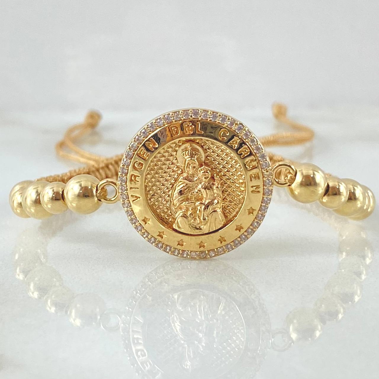 Pulsera Dorada Herraje Virgen del Carmen 5.5gr / Oro Amarillo 18K *