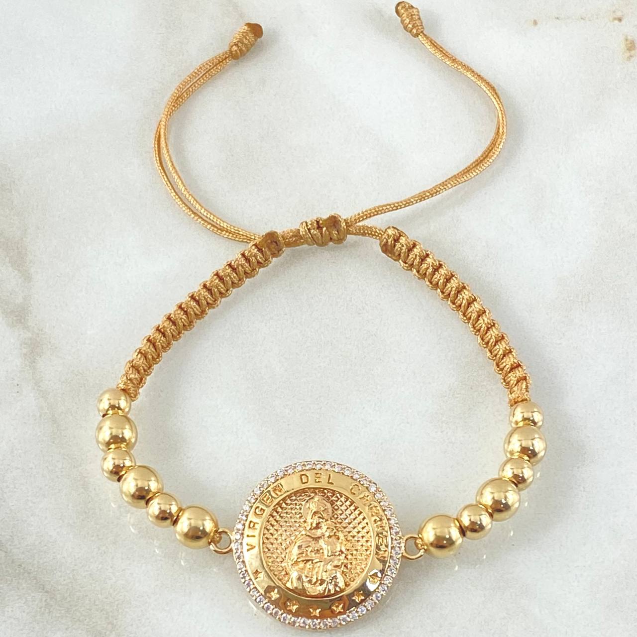 Pulsera Dorada Herraje Virgen del Carmen 5.5gr / Oro Amarillo 18K *