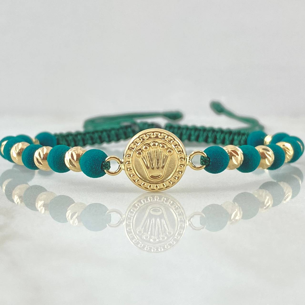Pulsera Verde Herraje Corona 1.55gr / Oro Amarillo 18K *