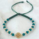Pulsera Verde Herraje Corona 1.55gr / Oro Amarillo 18K *