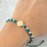 Pulsera Verde Herraje Corona 1.55gr / Oro Amarillo 18K *
