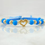 Pulsera Azul Celeste Herraje Delfines 1.65gr / Oro Amarillo 18K *