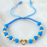 Pulsera Azul Celeste Herraje Delfines 1.65gr / Oro Amarillo 18K *