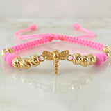Pulsera Rosada Herraje Libelula 2.05gr / Oro Amarillo 18K *