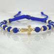 Pulsera Azul Rey Herraje Cruz Cristo 1.7gr / Oro Amarillo 18K *