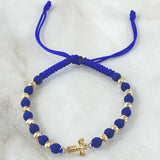 Pulsera Azul Rey Herraje Cruz Cristo 1.7gr / Oro Amarillo 18K *