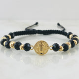 Pulsera Negra Herraje San Benito 1.8gr / Oro Amarillo 18K *