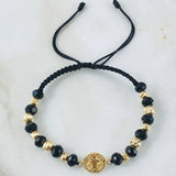 Pulsera Negra Herraje San Benito 1.8gr / Oro Amarillo 18K *